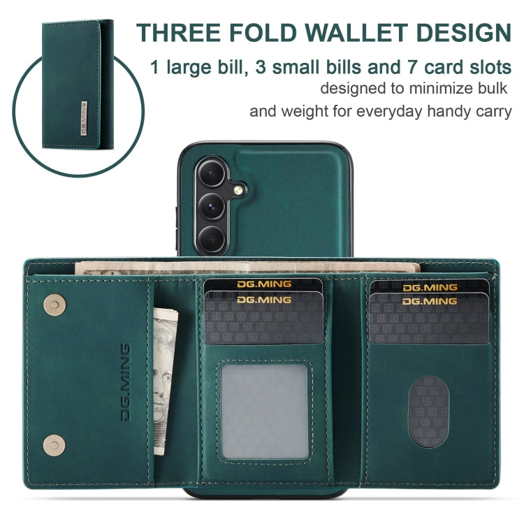 For Samsung Galaxy A55 5G DG.MING M1 Series 3-Fold Multi Card Wallet + Magnetic Phone Case(Green)