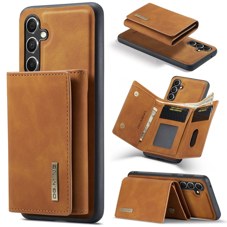For Samsung Galaxy A55 5G DG.MING M1 Series 3-Fold Multi Card Wallet + Magnetic Phone Case(Brown)