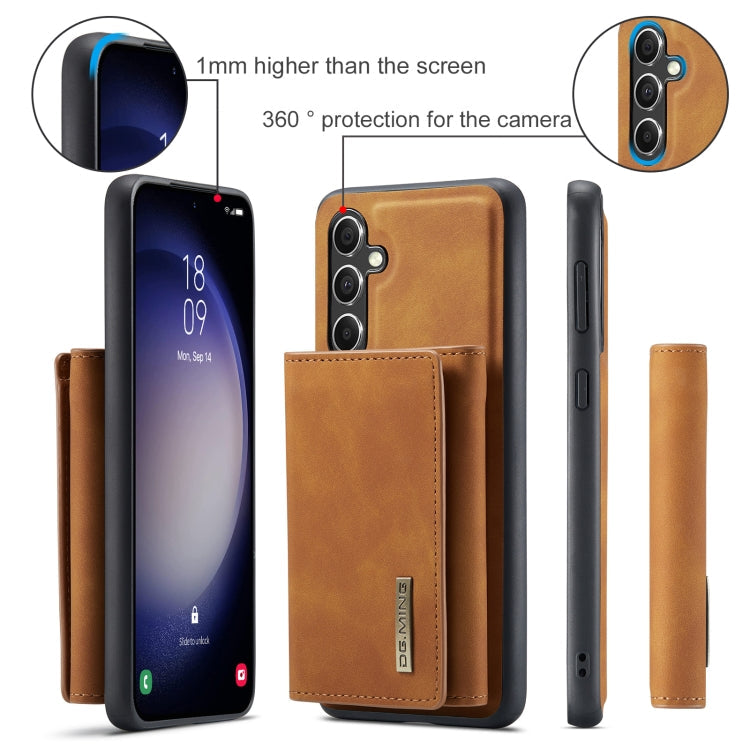 For Samsung Galaxy A55 5G DG.MING M1 Series 3-Fold Multi Card Wallet + Magnetic Phone Case(Brown)