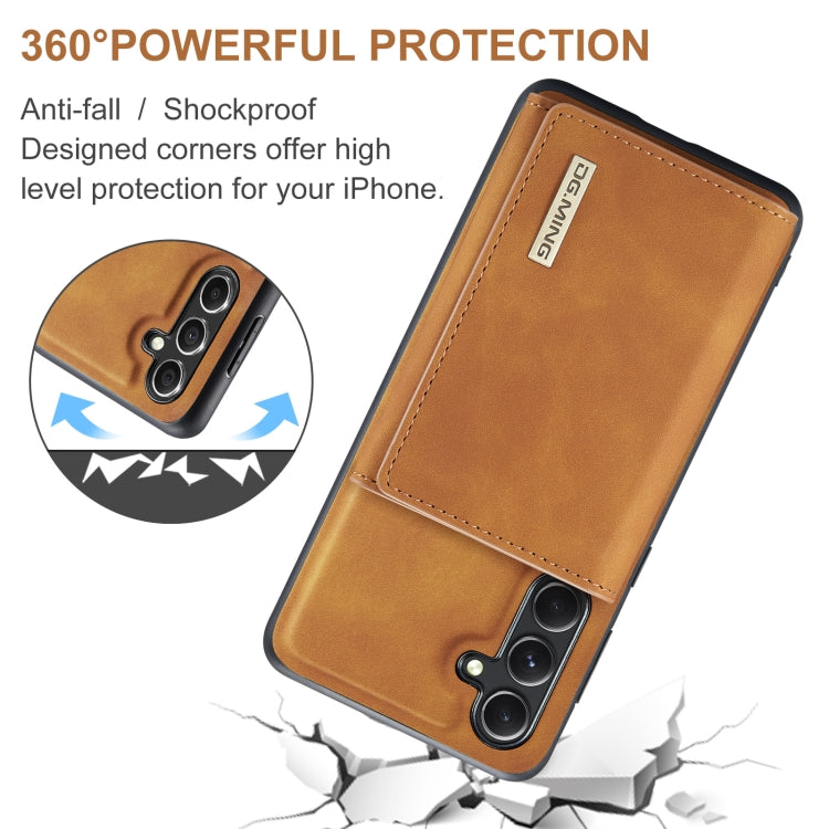 For Samsung Galaxy A55 5G DG.MING M1 Series 3-Fold Multi Card Wallet + Magnetic Phone Case(Brown)