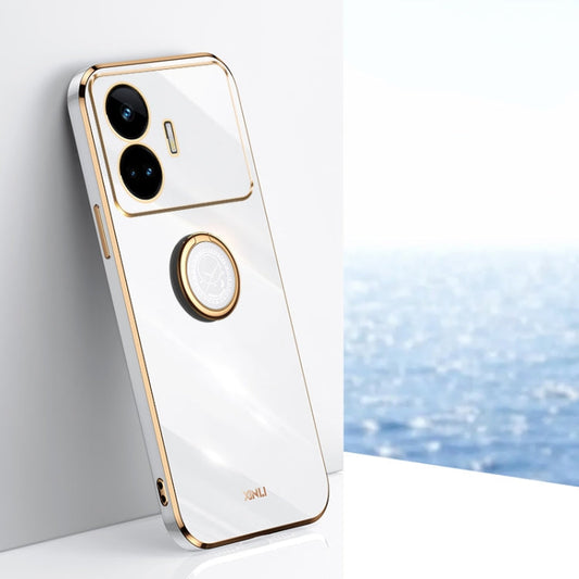 Pour Realme GT Neo5 SE XINLI Coque de Téléphone en TPU avec Galvanisation 6D et Support Bague (Blanc)