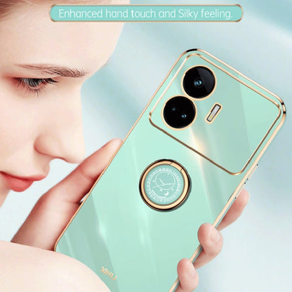 Pour Realme GT Neo5 SE Coque de téléphone en TPU électrolytique 6D à bords droits XINLI avec support de bague (vert menthe)