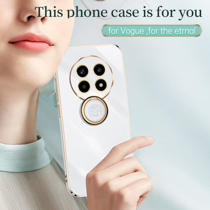 Pour Realme 13 Pro Global XINLI Étui de téléphone en TPU à bord droit 6D galvanisé avec support de bague (rose)