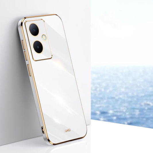 For vivo Y78+ XINLI Straight Edge 6D Electroplate TPU Phone Case(White)
