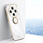 For vivo X100 Pro 5G XINLI Straight Edge 6D Electroplate TPU Phone Case with Ring Holder(White)