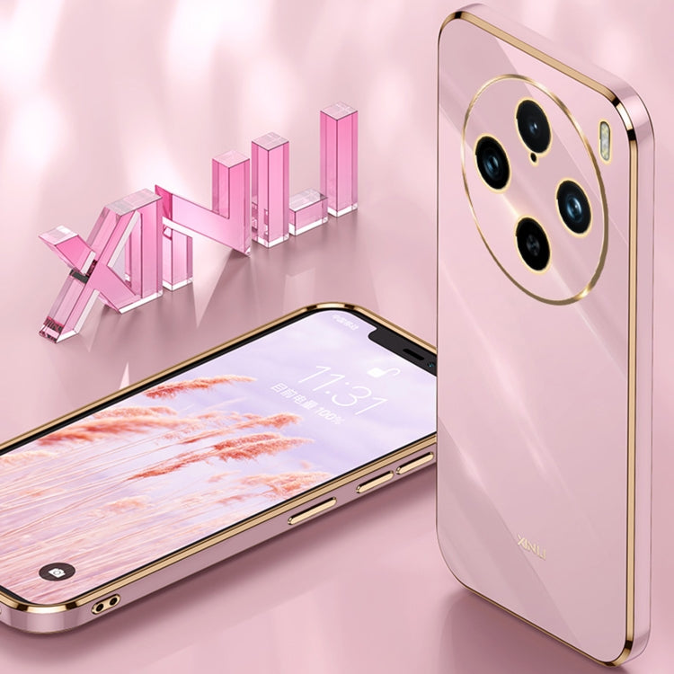 For vivo X100 Pro 5G XINLI Straight Edge 6D Electroplate TPU Phone Case with Ring Holder(White)