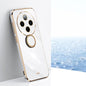 For vivo Y300 Pro XINLI Straight Edge 6D Electroplate TPU Phone Case with Ring Holder(White)