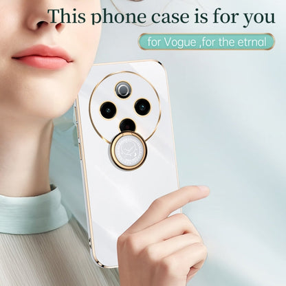 For vivo Y300 Pro XINLI Straight Edge 6D Electroplate TPU Phone Case with Ring Holder(Pink)