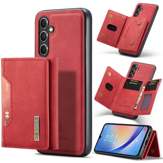 For Samsung Galaxy A34 5G DG.MING M2 Series 3-Fold Multi Card Bag + Magnetic Phone Case(Red)