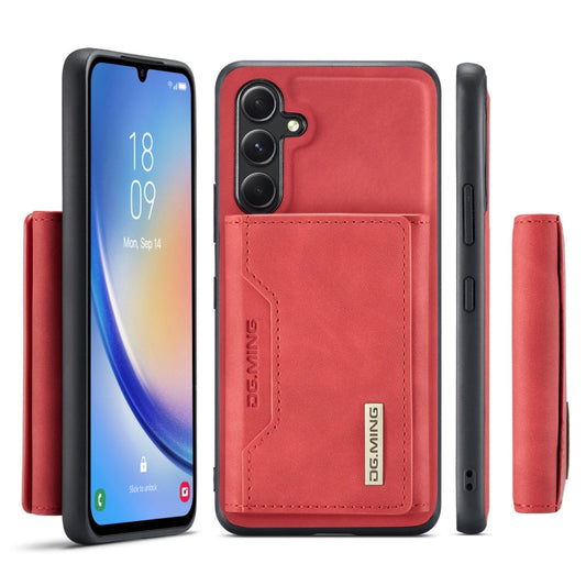 For Samsung Galaxy A34 5G DG.MING M2 Series 3-Fold Multi Card Bag + Magnetic Phone Case(Red)