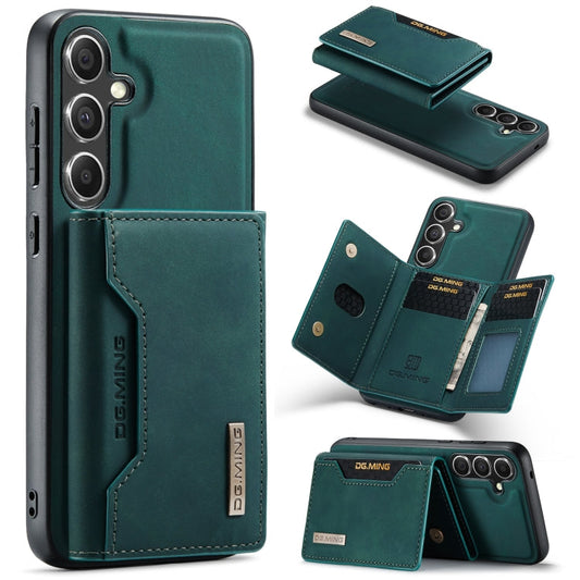 Pour Samsung Galaxy S24+ 5G DG.MING M2 Series Étui portefeuille multi-cartes 3 volets + Coque de téléphone magnétique (vert)