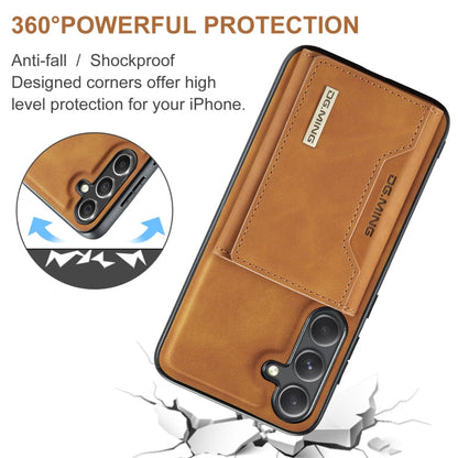 For Samsung Galaxy S24 5G DG.MING M2 Series 3-Fold Multi Card Bag + Magnetic Phone Case(Brown)
