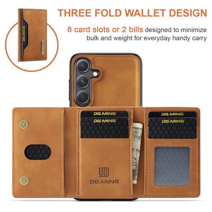 For Samsung Galaxy S24 5G DG.MING M2 Series 3-Fold Multi Card Bag + Magnetic Phone Case(Brown)