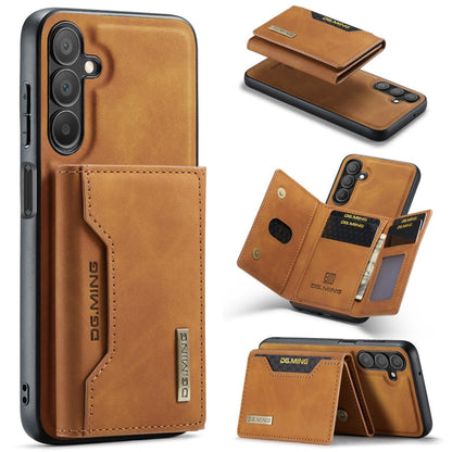 Pour Samsung Galaxy A15 5G / A15 4G DG.MING M2 Series 3 volets Porte-cartes multiples + étui de téléphone magnétique (marron)
