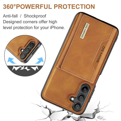 Pour Samsung Galaxy A15 5G / A15 4G DG.MING M2 Series 3 volets Porte-cartes multiples + étui de téléphone magnétique (marron)