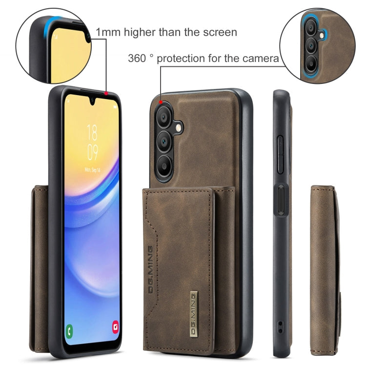 For Samsung Galaxy A15 5G / A15 4G DG.MING M2 Series 3-Fold Multi Card Bag + Magnetic Phone Case(Coffee)
