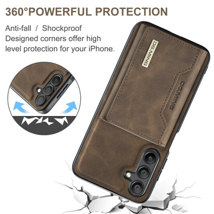 For Samsung Galaxy A15 5G / A15 4G DG.MING M2 Series 3-Fold Multi Card Bag + Magnetic Phone Case(Coffee)