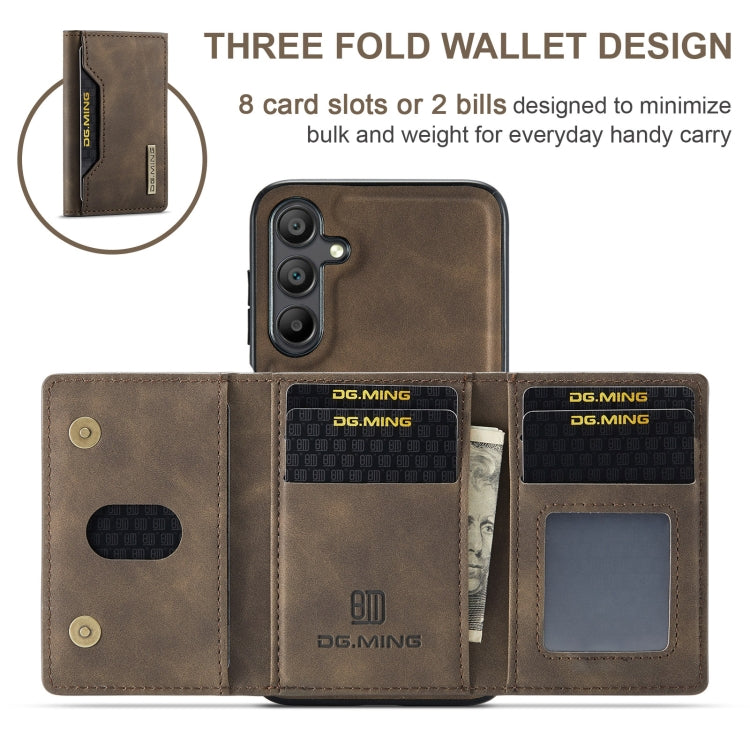 For Samsung Galaxy A15 5G / A15 4G DG.MING M2 Series 3-Fold Multi Card Bag + Magnetic Phone Case(Coffee)