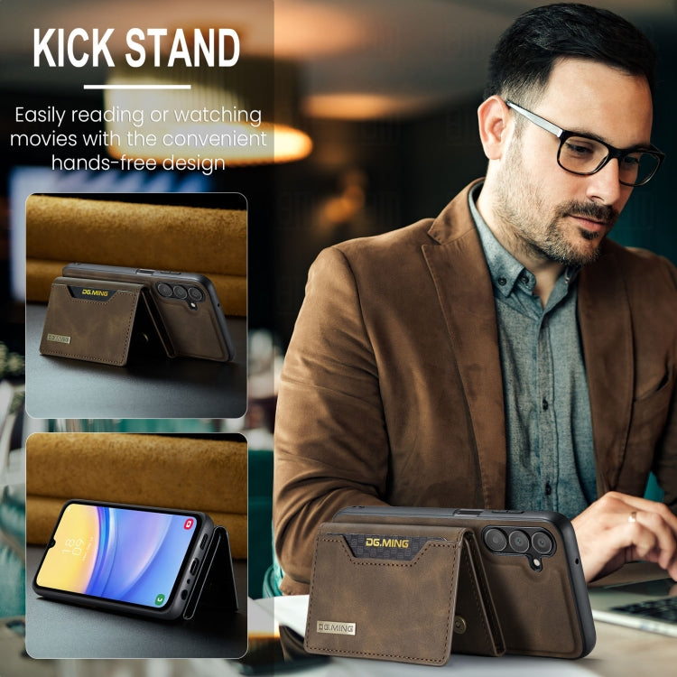 For Samsung Galaxy A15 5G / A15 4G DG.MING M2 Series 3-Fold Multi Card Bag + Magnetic Phone Case(Coffee)