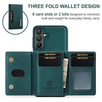 For Samsung Galaxy A15 5G / A15 4G DG.MING M2 Series 3-Fold Multi Card Bag + Magnetic Phone Case(Green)