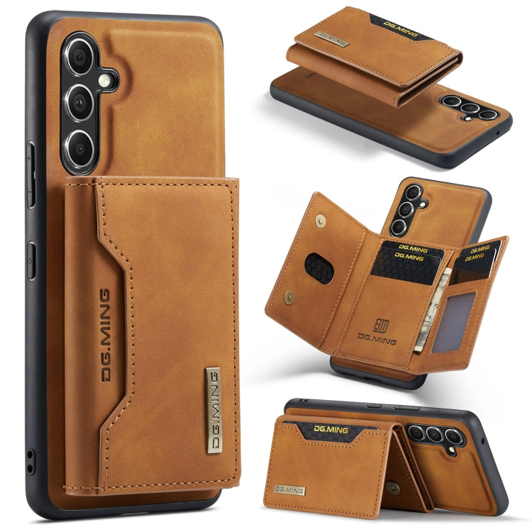 For Samsung Galaxy A35 5G DG.MING M2 Series 3-Fold Multi Card Bag + Magnetic Phone Case(Brown)