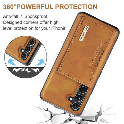 For Samsung Galaxy A35 5G DG.MING M2 Series 3-Fold Multi Card Bag + Magnetic Phone Case(Brown)