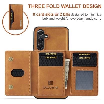 For Samsung Galaxy A35 5G DG.MING M2 Series 3-Fold Multi Card Bag + Magnetic Phone Case(Brown)