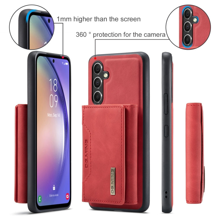 For Samsung Galaxy A35 5G DG.MING M2 Series 3-Fold Multi Card Bag + Magnetic Phone Case(Red)