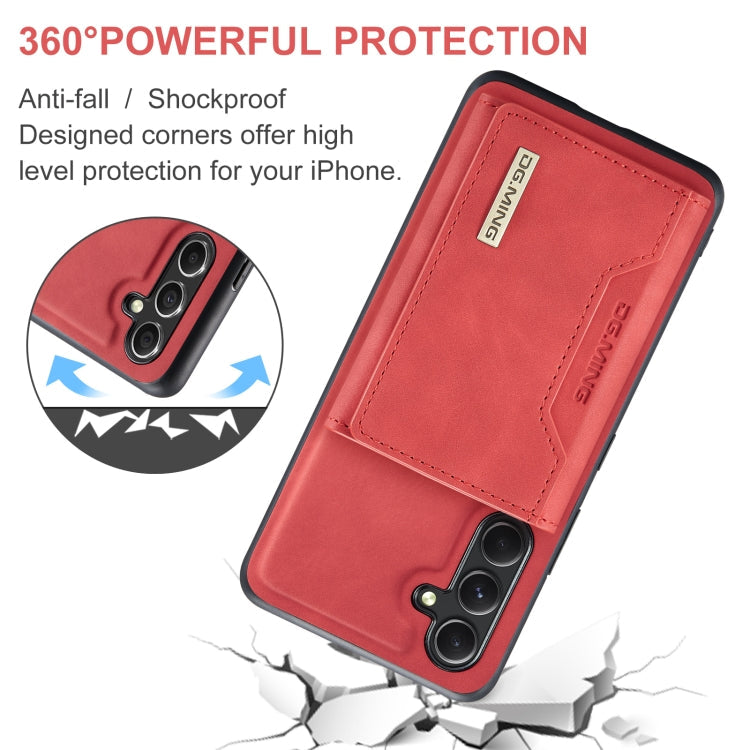 For Samsung Galaxy A35 5G DG.MING M2 Series 3-Fold Multi Card Bag + Magnetic Phone Case(Red)