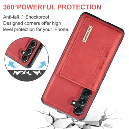 For Samsung Galaxy A35 5G DG.MING M2 Series 3-Fold Multi Card Bag + Magnetic Phone Case(Red)