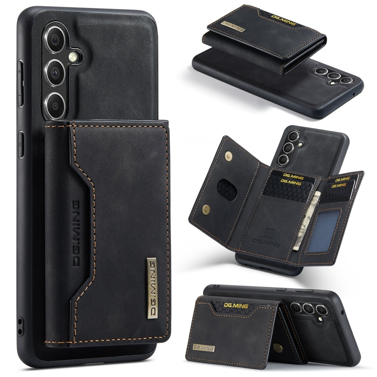 For Samsung Galaxy A55 5G DG.MING M2 Series 3-Fold Multi Card Bag + Magnetic Phone Case(Black)