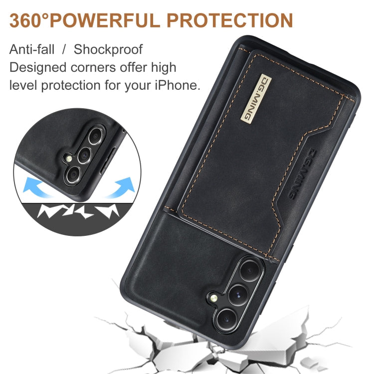 For Samsung Galaxy A55 5G DG.MING M2 Series 3-Fold Multi Card Bag + Magnetic Phone Case(Black)