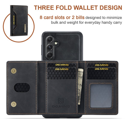 For Samsung Galaxy A55 5G DG.MING M2 Series 3-Fold Multi Card Bag + Magnetic Phone Case(Black)