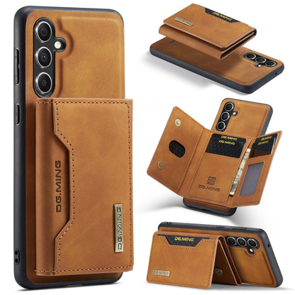 For Samsung Galaxy A55 5G DG.MING M2 Series 3-Fold Multi Card Bag + Magnetic Phone Case(Brown)