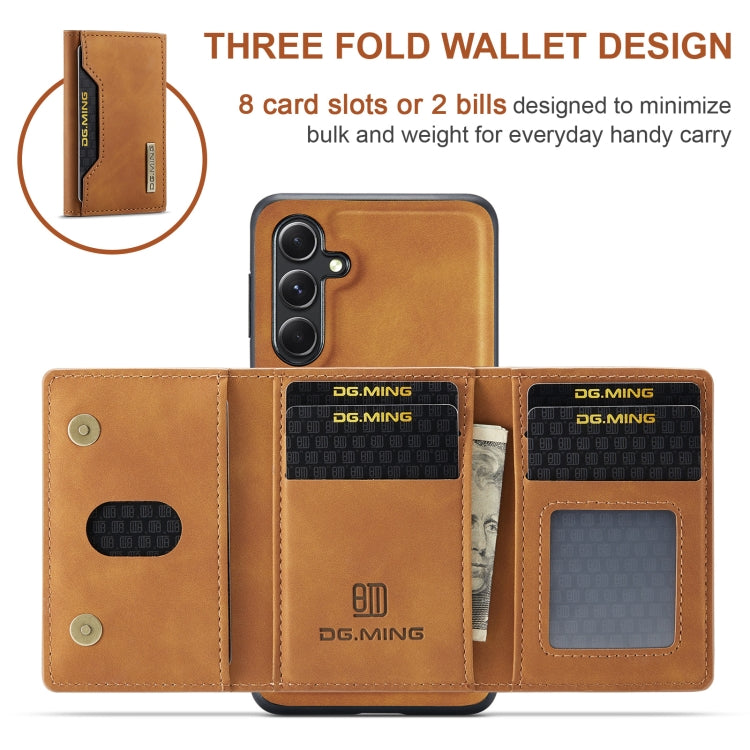 For Samsung Galaxy A55 5G DG.MING M2 Series 3-Fold Multi Card Bag + Magnetic Phone Case(Brown)