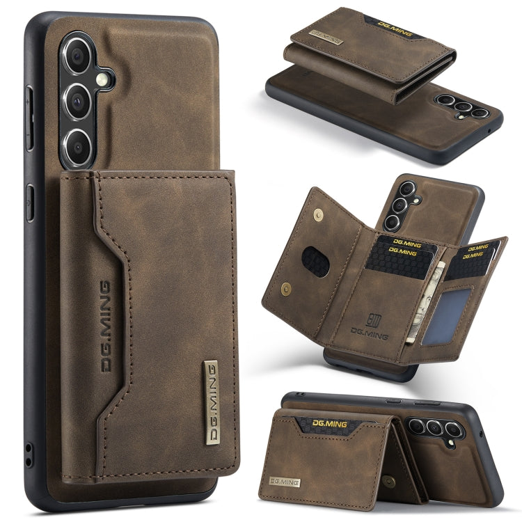 For Samsung Galaxy A55 5G DG.MING M2 Series 3-Fold Multi Card Bag + Magnetic Phone Case(Coffee)