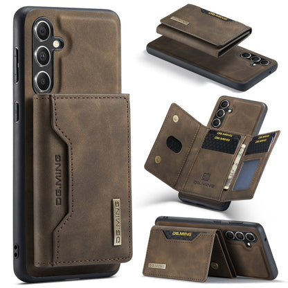 For Samsung Galaxy A55 5G DG.MING M2 Series 3-Fold Multi Card Bag + Magnetic Phone Case(Coffee)