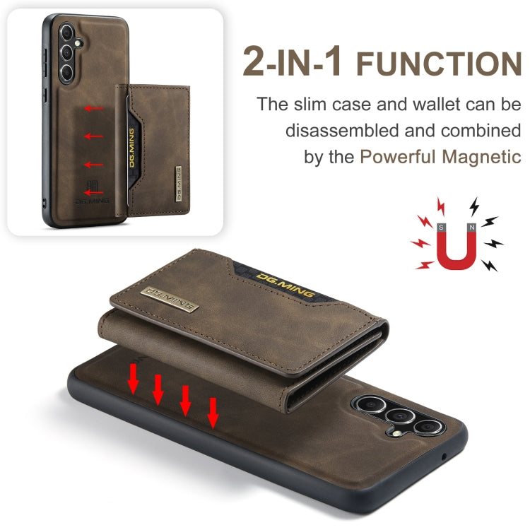For Samsung Galaxy A55 5G DG.MING M2 Series 3-Fold Multi Card Bag + Magnetic Phone Case(Coffee)