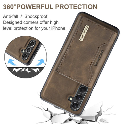 For Samsung Galaxy A55 5G DG.MING M2 Series 3-Fold Multi Card Bag + Magnetic Phone Case(Coffee)