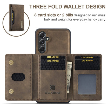 For Samsung Galaxy A55 5G DG.MING M2 Series 3-Fold Multi Card Bag + Magnetic Phone Case(Coffee)
