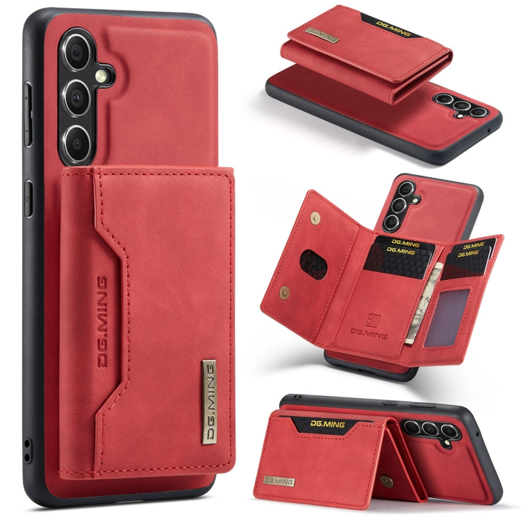 For Samsung Galaxy A55 5G DG.MING M2 Series 3-Fold Multi Card Bag + Magnetic Phone Case(Red)