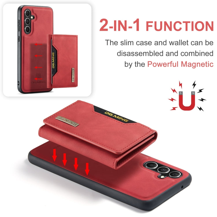 For Samsung Galaxy A55 5G DG.MING M2 Series 3-Fold Multi Card Bag + Magnetic Phone Case(Red)