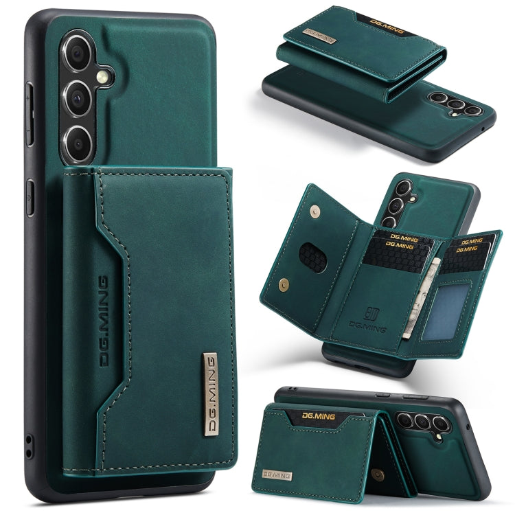 For Samsung Galaxy A55 5G DG.MING M2 Series 3-Fold Multi Card Bag + Magnetic Phone Case(Green)