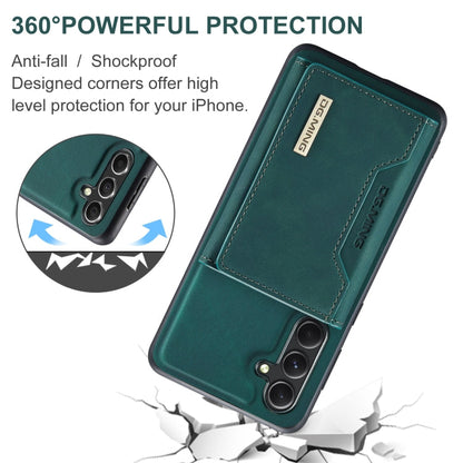 For Samsung Galaxy A55 5G DG.MING M2 Series 3-Fold Multi Card Bag + Magnetic Phone Case(Green)