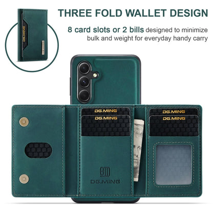 For Samsung Galaxy A55 5G DG.MING M2 Series 3-Fold Multi Card Bag + Magnetic Phone Case(Green)
