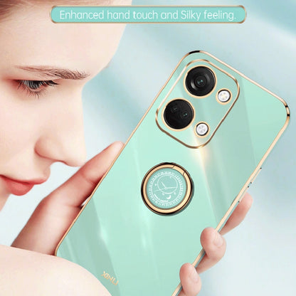 For OnePlus Ace 2V XINLI Straight Edge 6D Electroplate TPU Phone Case with Ring Holder(Celestial Blue)