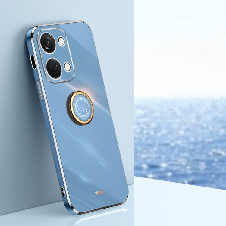 For OnePlus Ace 2V XINLI Straight Edge 6D Electroplate TPU Phone Case with Ring Holder(Celestial Blue)