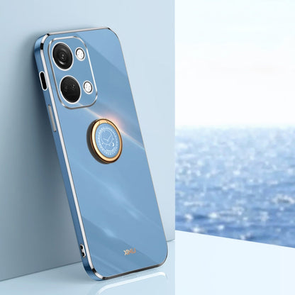 For OnePlus Ace 2V XINLI Straight Edge 6D Electroplate TPU Phone Case with Ring Holder(Celestial Blue)