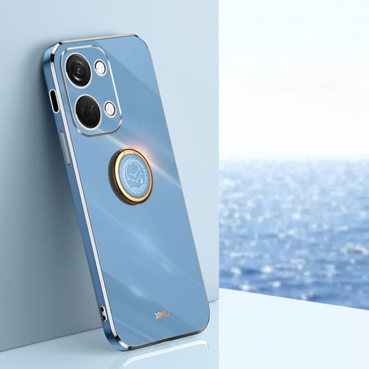 For OnePlus Ace 2V XINLI Straight Edge 6D Electroplate TPU Phone Case with Ring Holder(Celestial Blue)
