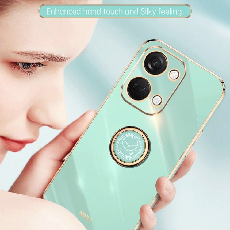 For OnePlus Ace 2V XINLI Straight Edge 6D Electroplate TPU Phone Case with Ring Holder(White)